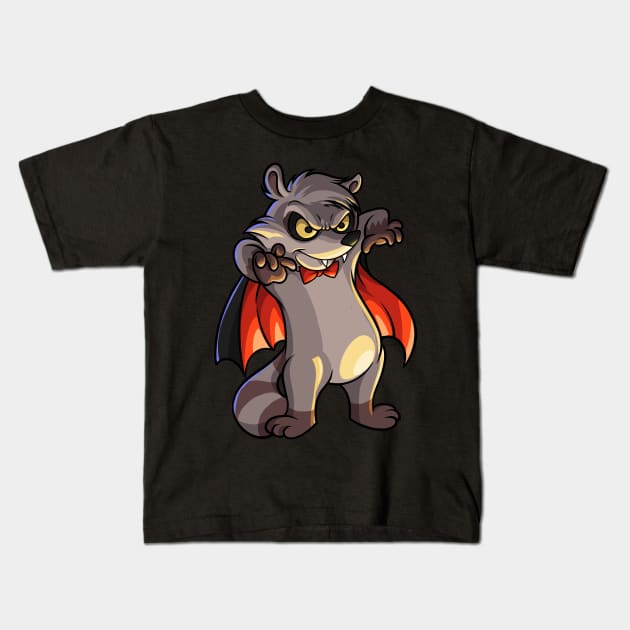 Monster Animals - Vampire Raccoon Kids T-Shirt by Modern Medieval Design